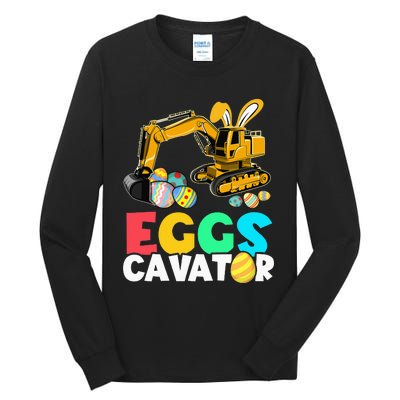 EggsCavator Happy Easter Excavator Hunting Egg Tall Long Sleeve T-Shirt