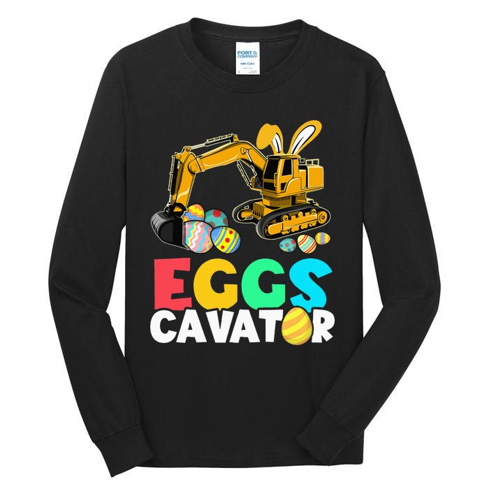 EggsCavator Happy Easter Excavator Hunting Egg Tall Long Sleeve T-Shirt