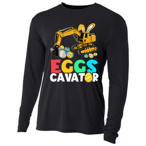 EggsCavator Happy Easter Excavator Hunting Egg Cooling Performance Long Sleeve Crew