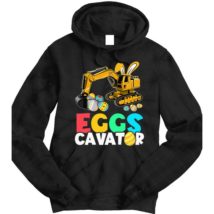 EggsCavator Happy Easter Excavator Hunting Egg Tie Dye Hoodie