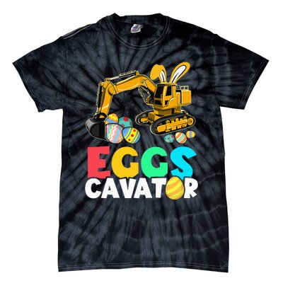 EggsCavator Happy Easter Excavator Hunting Egg Tie-Dye T-Shirt