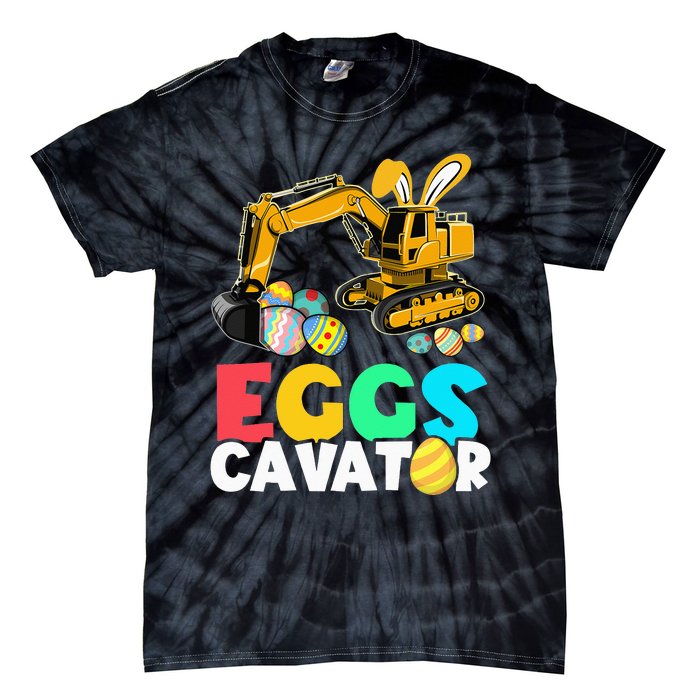 EggsCavator Happy Easter Excavator Hunting Egg Tie-Dye T-Shirt