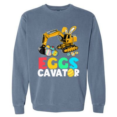 EggsCavator Happy Easter Excavator Hunting Egg Garment-Dyed Sweatshirt