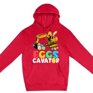 EggsCavator Happy Easter Excavator Hunting Egg Premium Pullover Hoodie