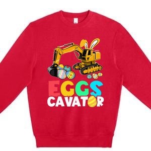 EggsCavator Happy Easter Excavator Hunting Egg Premium Crewneck Sweatshirt