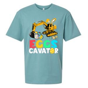 EggsCavator Happy Easter Excavator Hunting Egg Sueded Cloud Jersey T-Shirt