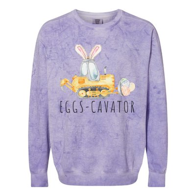 Eggscavator Happy Easter Funny Excavator Hunting Egg Colorblast Crewneck Sweatshirt