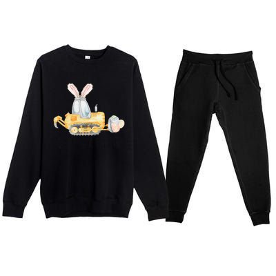 Eggscavator Happy Easter Funny Excavator Hunting Egg Premium Crewneck Sweatsuit Set