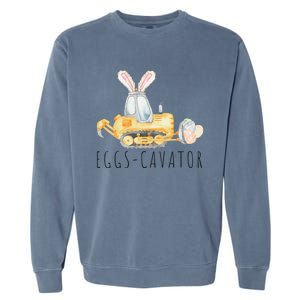 Eggscavator Happy Easter Funny Excavator Hunting Egg Garment-Dyed Sweatshirt