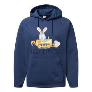 Eggscavator Happy Easter Funny Excavator Hunting Egg Performance Fleece Hoodie