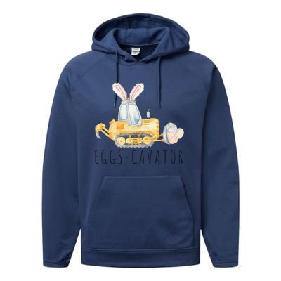 Eggscavator Happy Easter Funny Excavator Hunting Egg Performance Fleece Hoodie