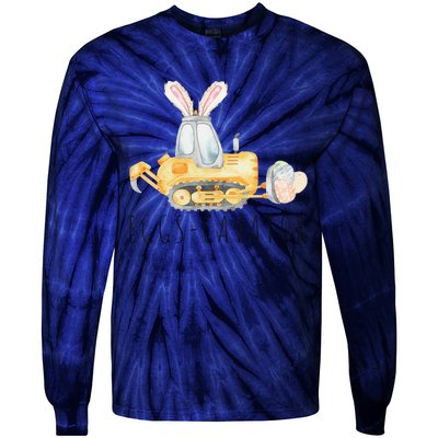 Eggscavator Happy Easter Funny Excavator Hunting Egg Tie-Dye Long Sleeve Shirt