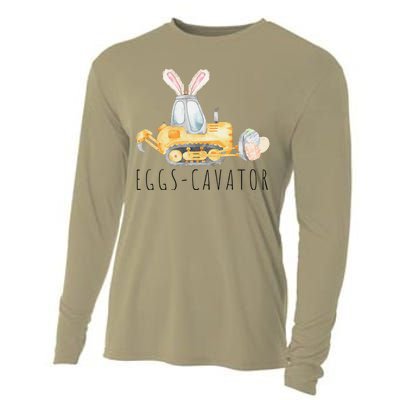 Eggscavator Happy Easter Funny Excavator Hunting Egg Cooling Performance Long Sleeve Crew