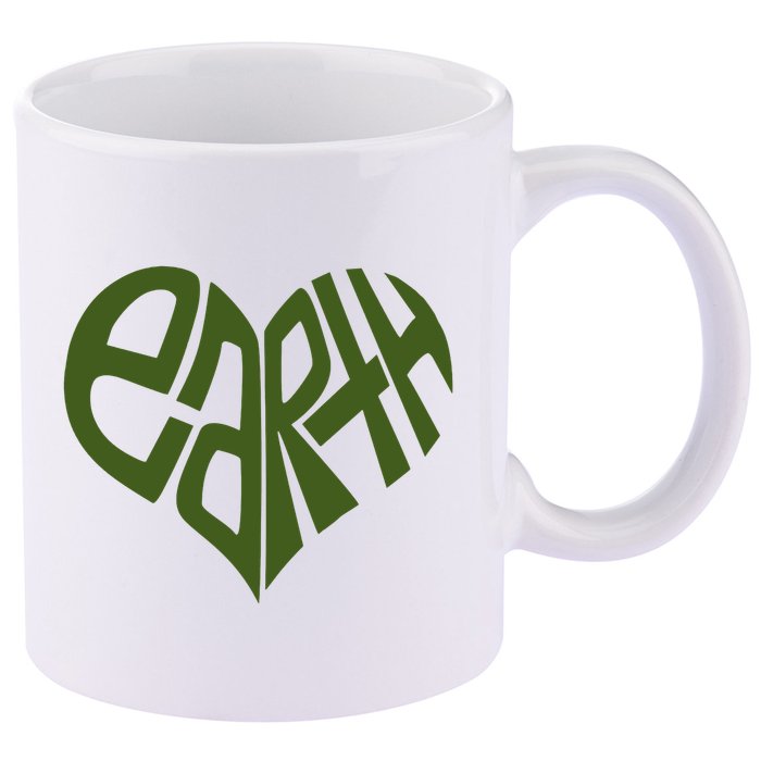 Earth Heart 11oz C Handle Ceramic Mug