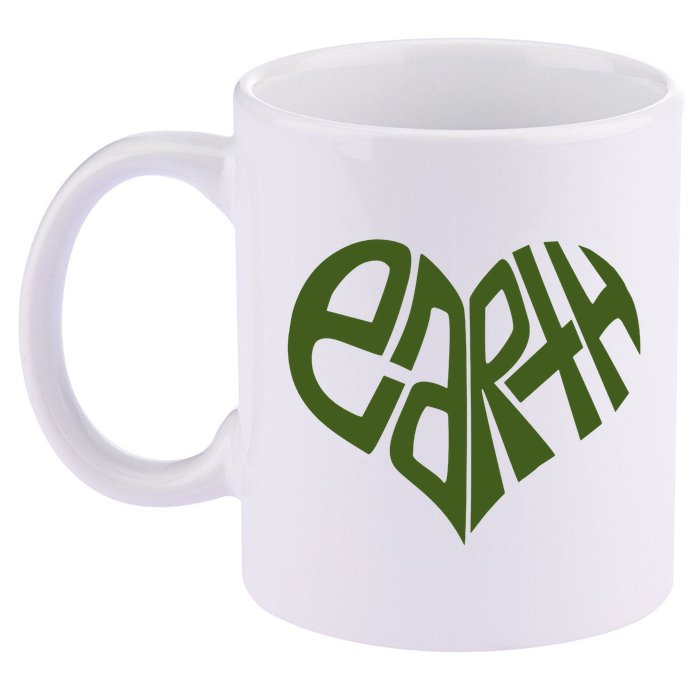 Earth Heart 11oz C Handle Ceramic Mug