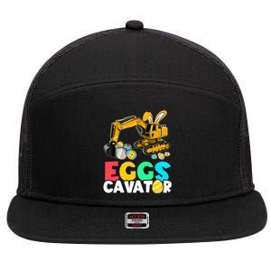 EggsCavator Happy Easter Funny Excavator Hunting Egg 7 Panel Mesh Trucker Snapback Hat