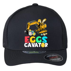 EggsCavator Happy Easter Funny Excavator Hunting Egg Flexfit Unipanel Trucker Cap