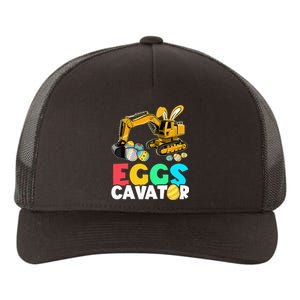 EggsCavator Happy Easter Funny Excavator Hunting Egg Yupoong Adult 5-Panel Trucker Hat