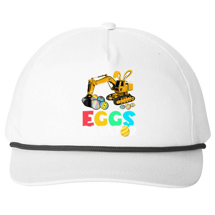 EggsCavator Happy Easter Funny Excavator Hunting Egg Snapback Five-Panel Rope Hat