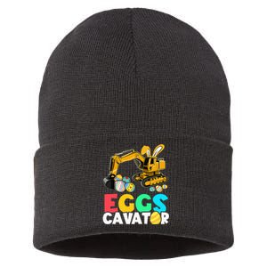 EggsCavator Happy Easter Funny Excavator Hunting Egg Sustainable Knit Beanie