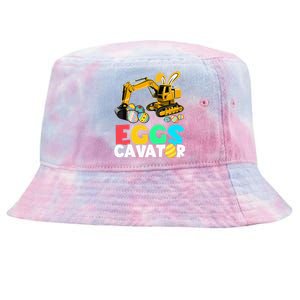 EggsCavator Happy Easter Funny Excavator Hunting Egg Tie-Dyed Bucket Hat