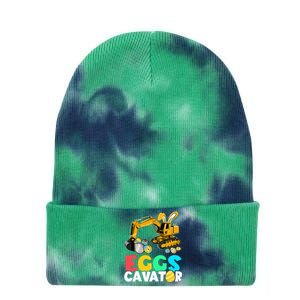 EggsCavator Happy Easter Funny Excavator Hunting Egg Tie Dye 12in Knit Beanie