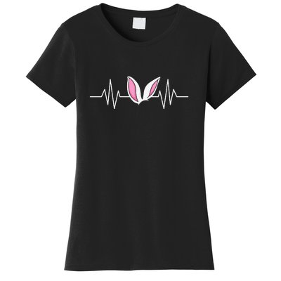 Easter Heartbeat Easter Day Cute Ears Bunny Girl Women Women's T-Shirt