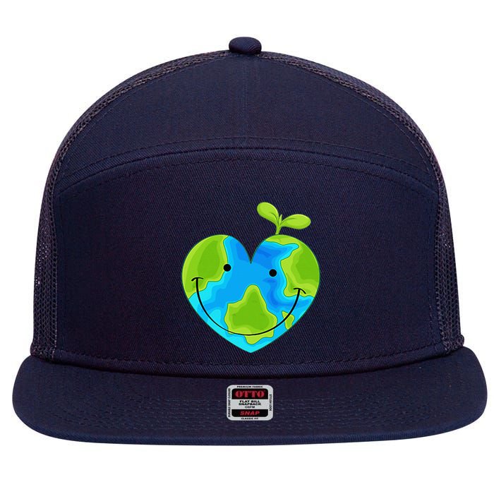 Earth Heart Earth Day 7 Panel Mesh Trucker Snapback Hat