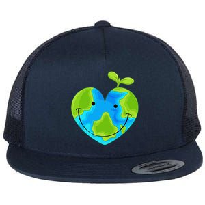 Earth Heart Earth Day Flat Bill Trucker Hat