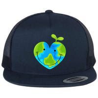 Earth Heart Earth Day Flat Bill Trucker Hat