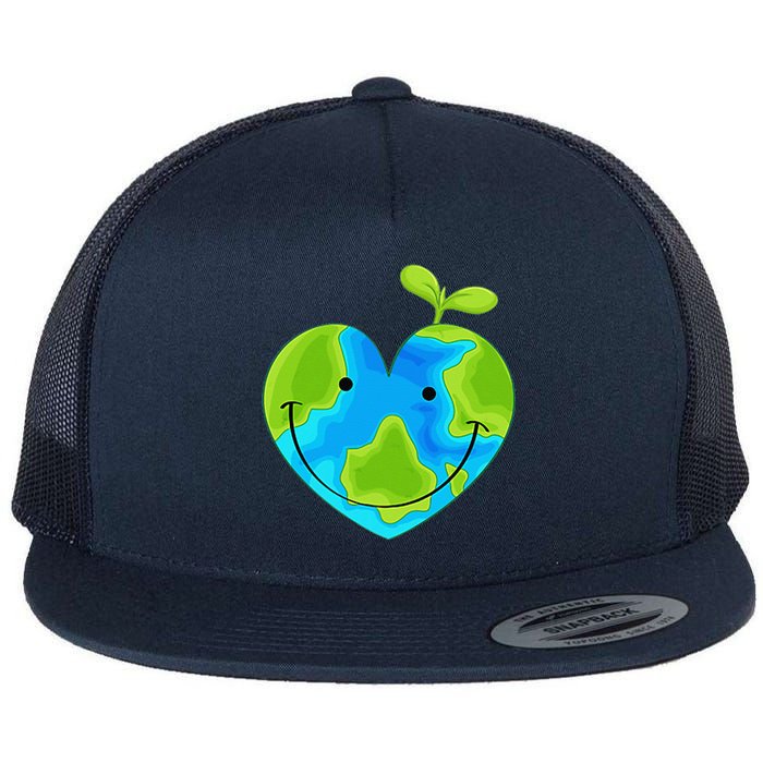 Earth Heart Earth Day Flat Bill Trucker Hat