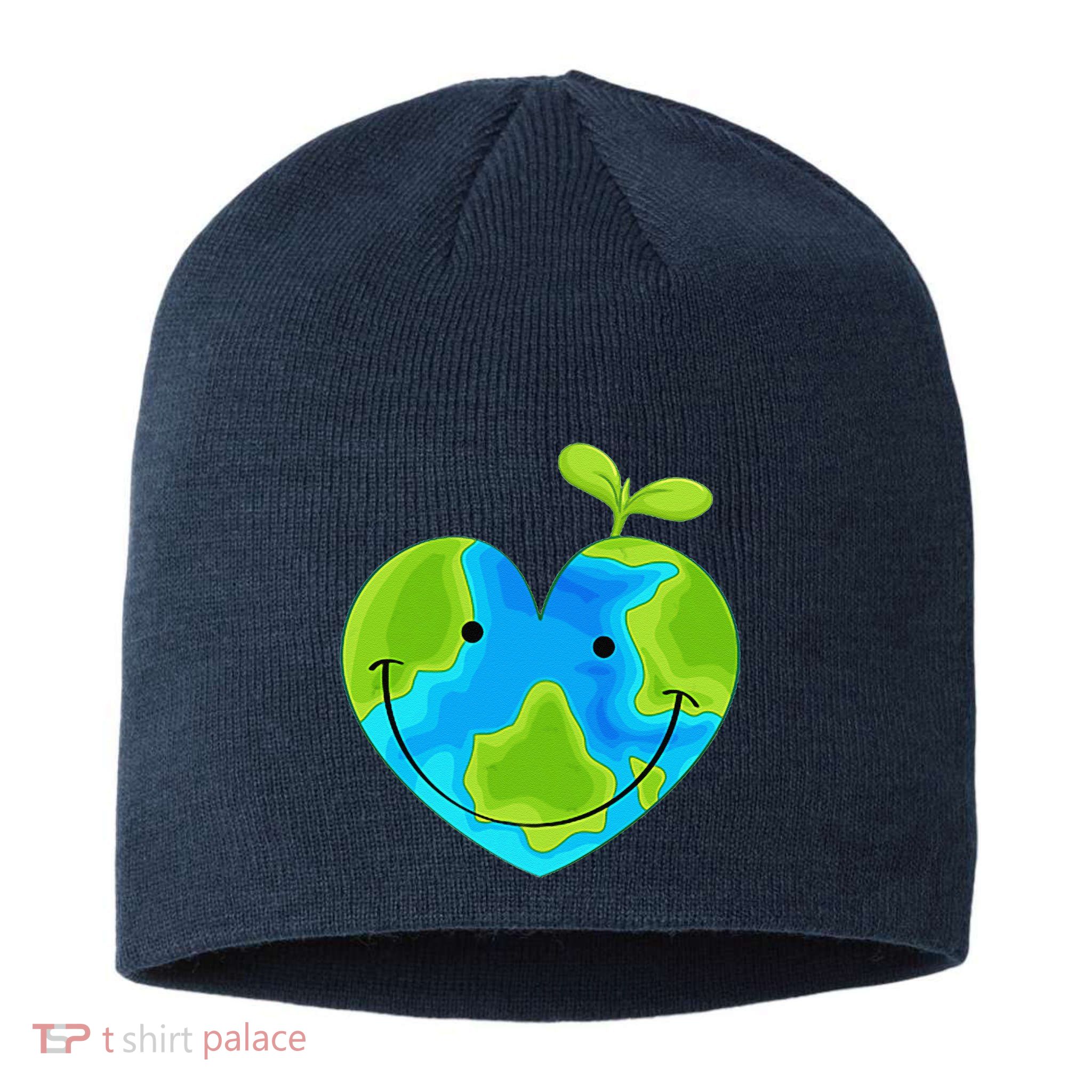 Earth Heart Earth Day Sustainable Beanie