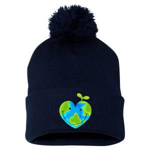 Earth Heart Earth Day Pom Pom 12in Knit Beanie