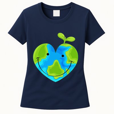 Earth Heart Earth Day Womens T-Shirt