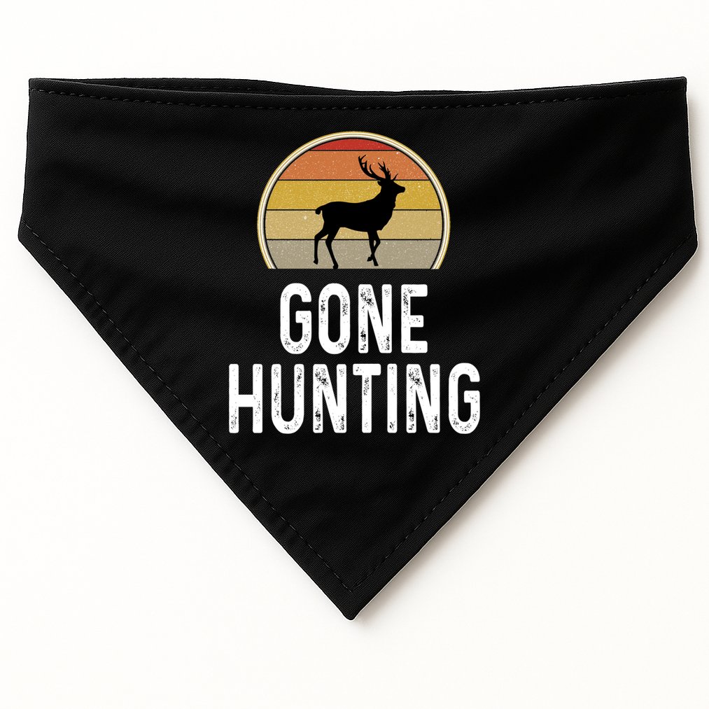 Elk Hunter Funny Gift Funny Elk Hunting Gift Gone Hunting Retro Funny Gift USA-Made Doggie Bandana