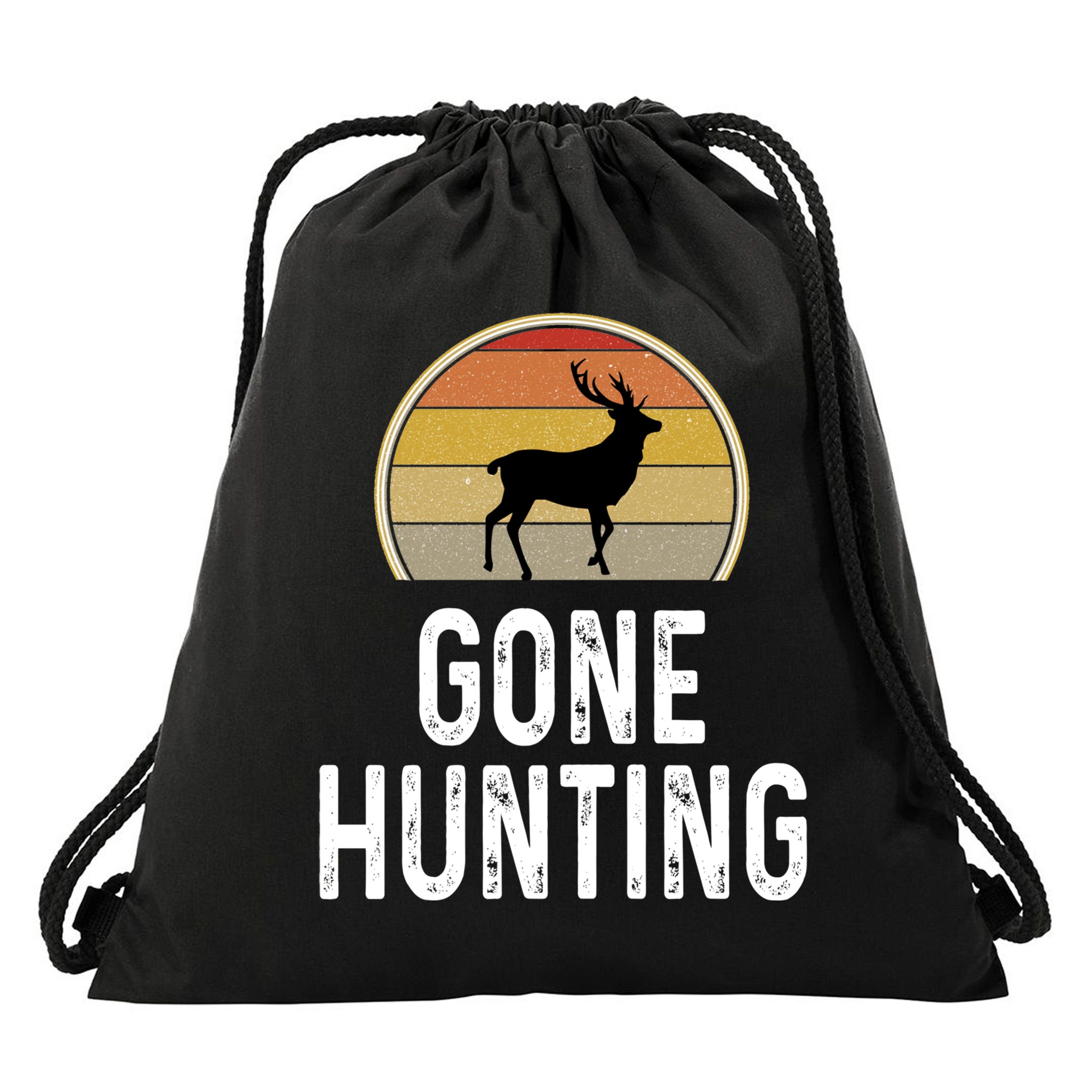 Elk Hunter Funny Gift Funny Elk Hunting Gift Gone Hunting Retro Funny Gift Drawstring Bag