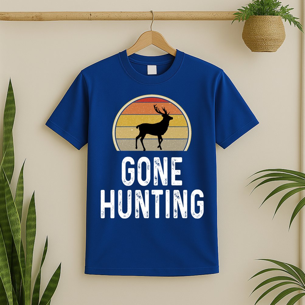 Elk Hunter Funny Gift Funny Elk Hunting Gift Gone Hunting Retro Funny Gift T-Shirt