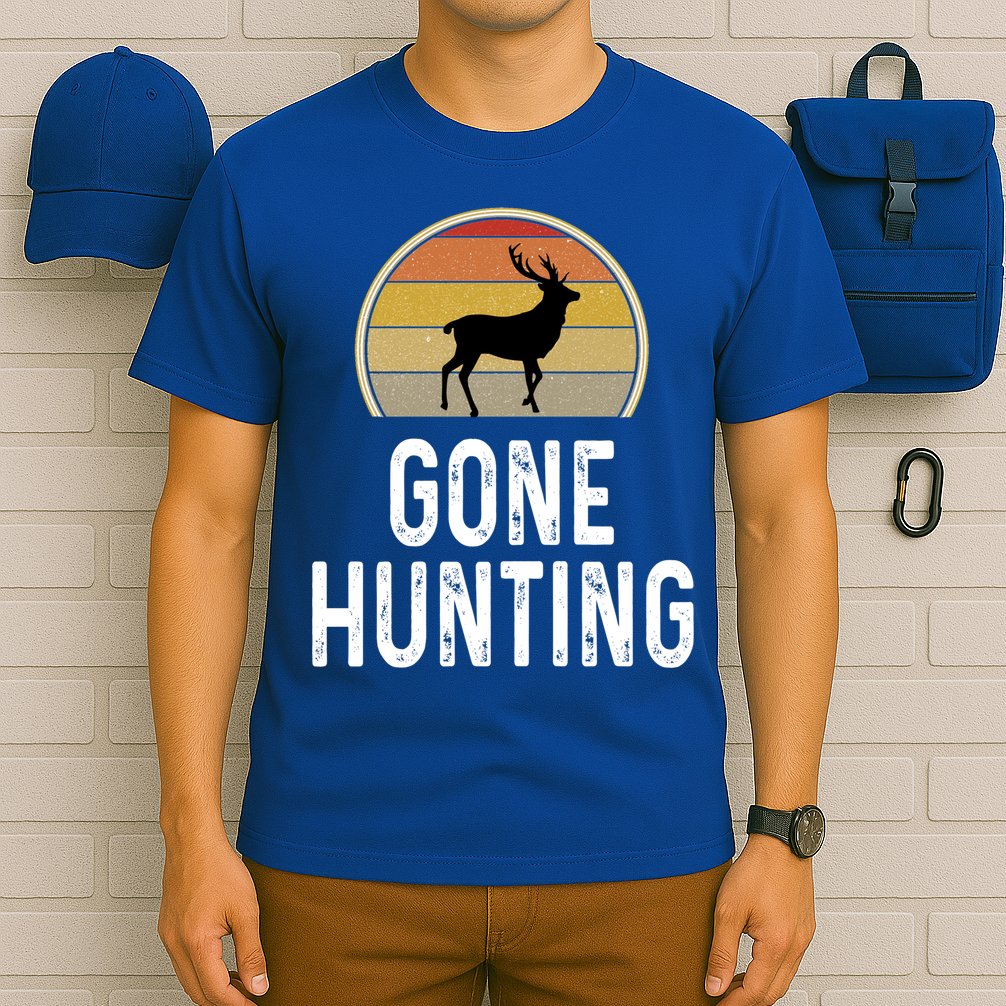 Elk Hunter Funny Gift Funny Elk Hunting Gift Gone Hunting Retro Funny Gift T-Shirt