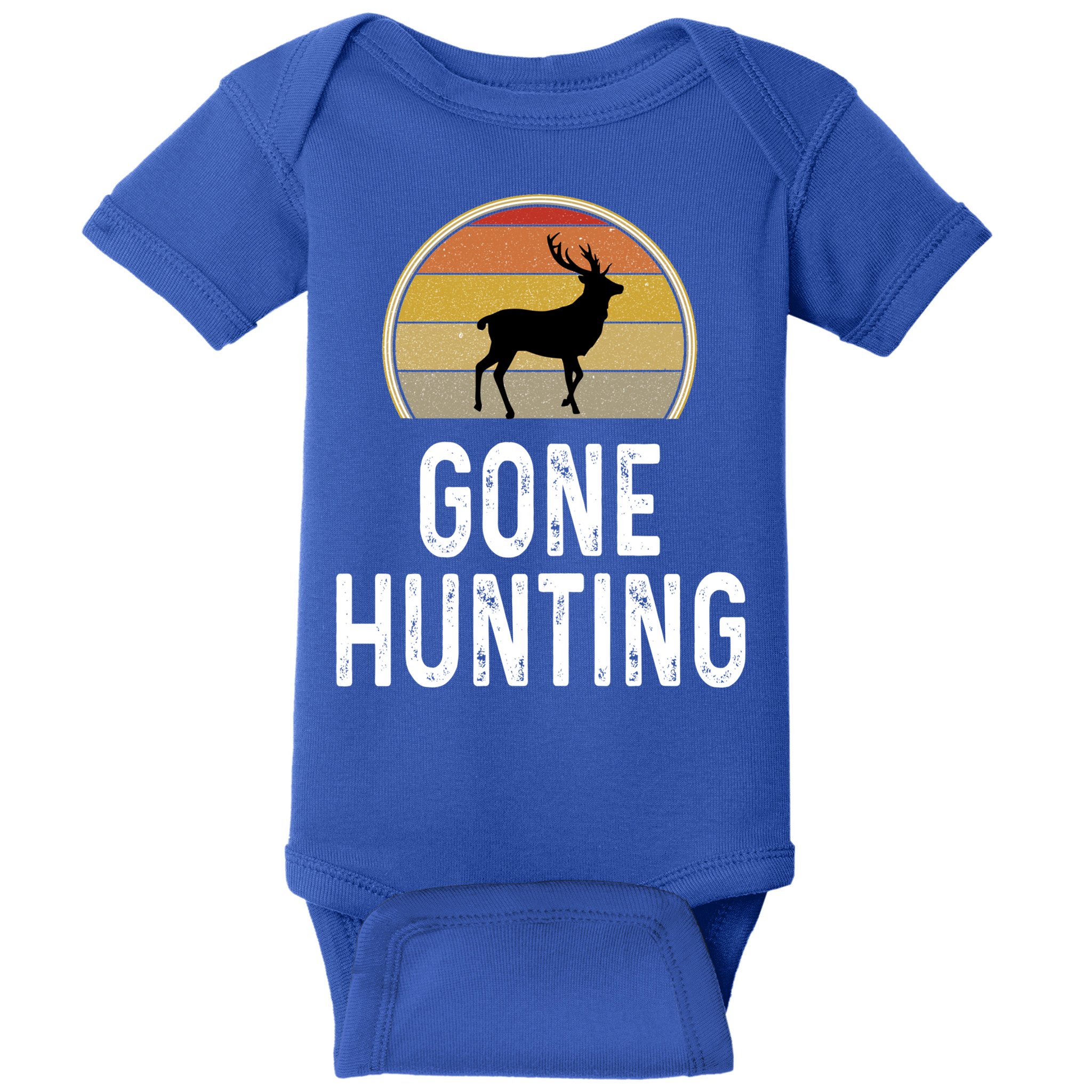 Elk Hunter Funny Gift Funny Elk Hunting Gift Gone Hunting Retro Funny Gift Baby Bodysuit