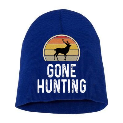 Elk Hunter Funny Gift Funny Elk Hunting Gift Gone Hunting Retro Funny Gift Short Acrylic Beanie