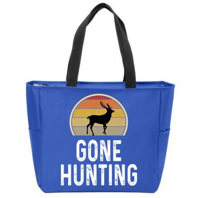 Elk Hunter Funny Gift Funny Elk Hunting Gift Gone Hunting Retro Funny Gift Zip Tote Bag