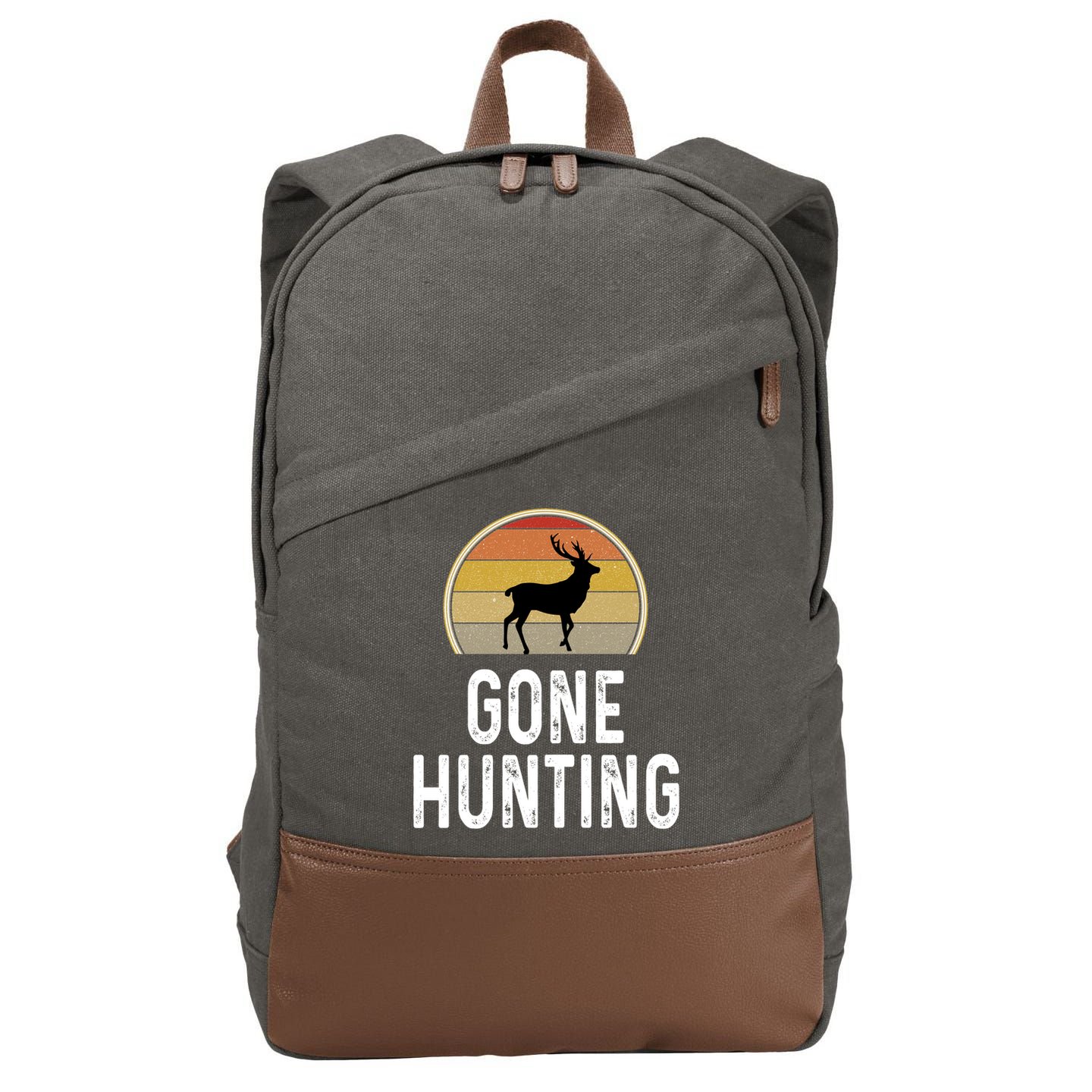 Elk Hunter Funny Gift Funny Elk Hunting Gift Gone Hunting Retro Funny Gift Cotton Canvas Backpack