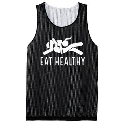 Eat Healthy Funny Naughty Couple Humor Joke Valentine Mesh Reversible Basketball Jersey Tank