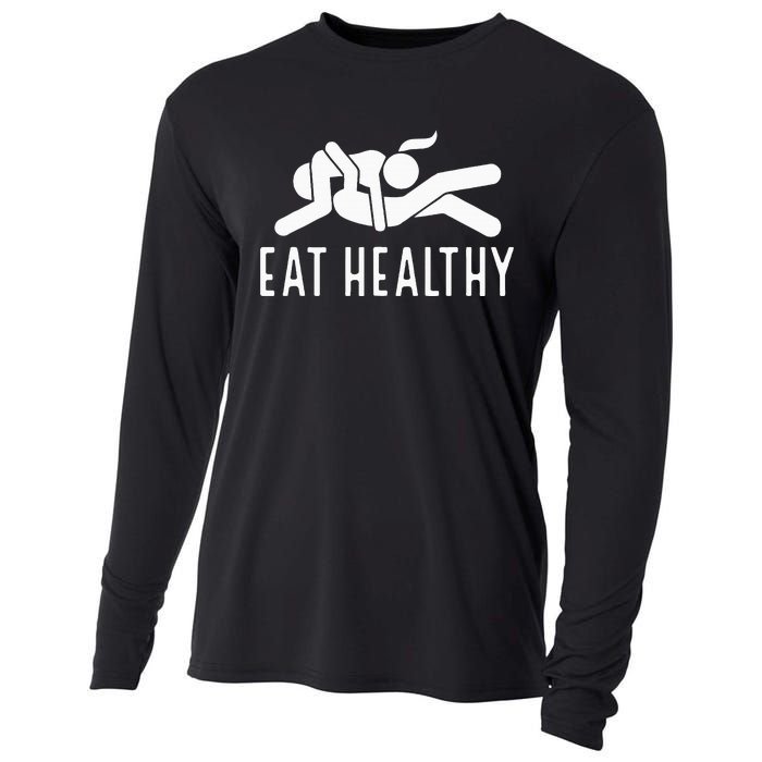 Eat Healthy Funny Naughty Couple Humor Joke Valentine Cooling Performance Long Sleeve Crew