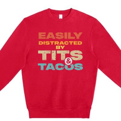 Eat Healthy Funny Sarcastic Eating Out Design Premium Crewneck Sweatshirt