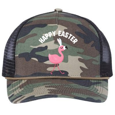 Easter Happy Flamingo Bunny Ears Pink Eggs Undefined Gift Retro Rope Trucker Hat Cap