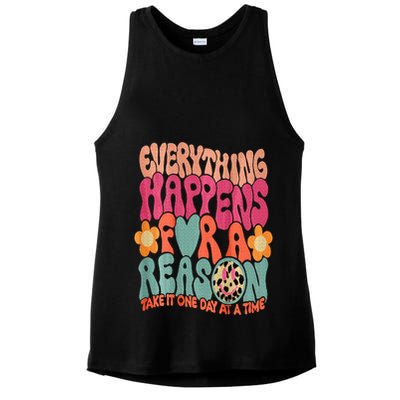 Everything Happens For A Reason Take It One Day (On Back) Ladies PosiCharge Tri-Blend Wicking Tank
