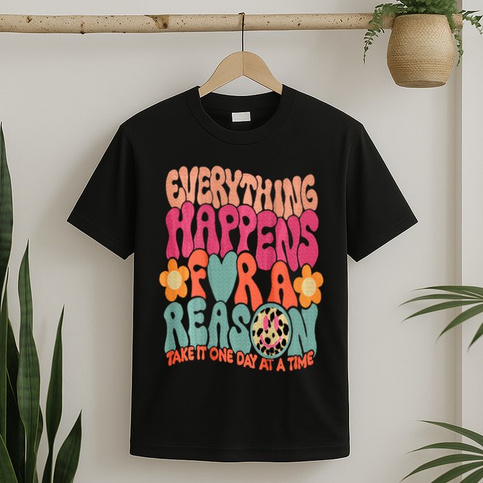 Everything Happens For A Reason Take It One Day (On Back) T-Shirt