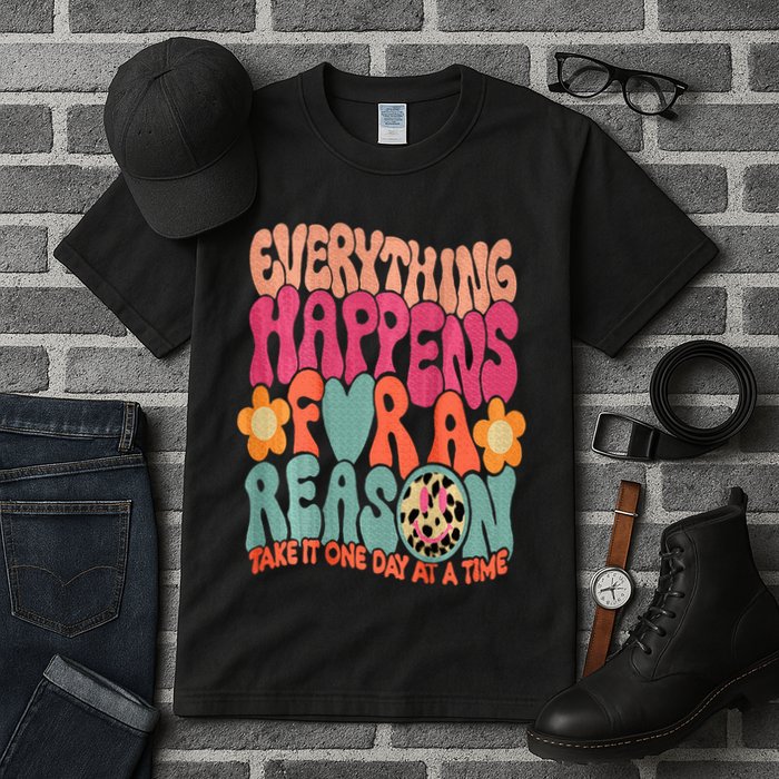 Everything Happens For A Reason Take It One Day (On Back) Tall T-Shirt