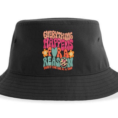 Everything Happens For A Reason Take It One Day (On Back) Sustainable Bucket Hat